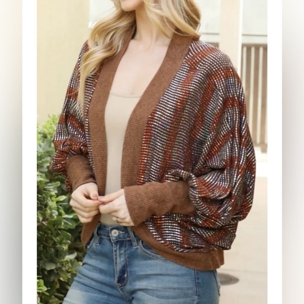 Ces Femme Chocolate, Silver & Rose Gold Cardigan Women